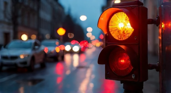 Künstlerische Reflexion über die V16-Warnleuchte (10/10)